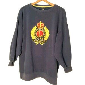 The Limited Womens M Sweatshirt Blue Gold Crest Vintage 90s Retro Oversized READ